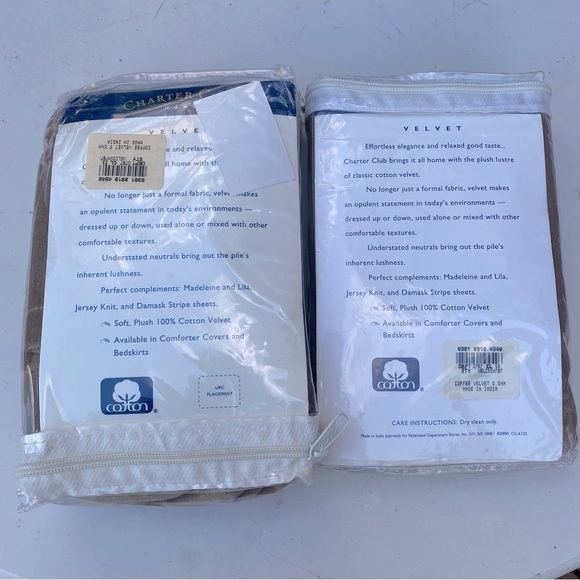 Set of 2 Charter Club Standard Coffee Velvet Sham - Picture 3 of 7